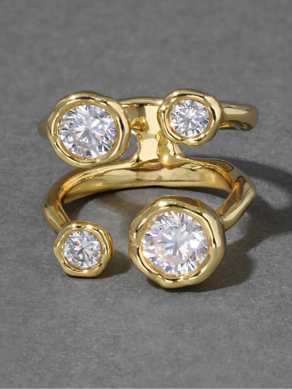 Asterales Gold Open Ring Size 7 Clear C Z Alexis Bittar Jewelry JN21 A